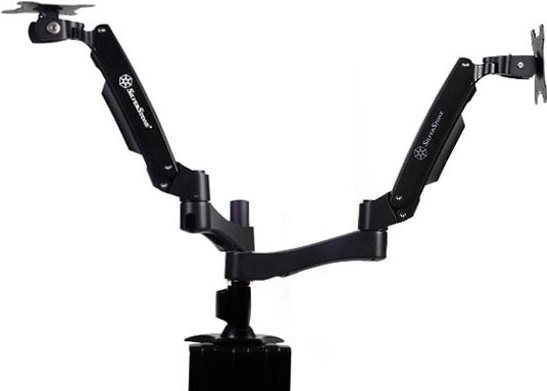 SilverStone ARM Two ARM22BC - Befestigungskit (Spannbefestigung für Tisch, Doppelgelenkarm, 2 Schnittstellenplatten) - für 2 LCD-Displays - Kunststoff, Stahl, Aluminiumlegierung - Schwarz - Bildschirmgröße: 38.1-61 cm (15-24) von Silverstone