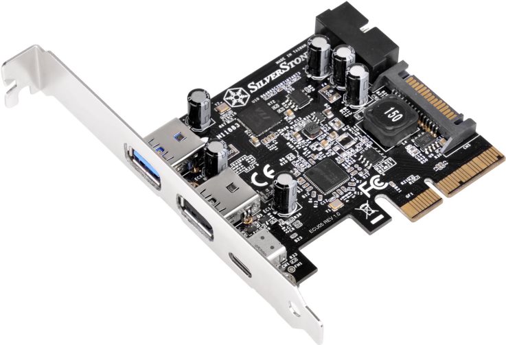 SilverStone ECU05 - USB-Adapter - PCIe 2,0 x2 Low Profile - USB 3,1 Type C x 1 + USB3.0 x 2 + USB3.0 (intern) x 2 (SST-ECU05) von Silverstone