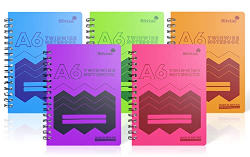 Silvine 160 Seiten A6 Spiralbindungs-Notizbücher mit robustem, abwischbarem Einband, sortiert, 10 Stück, POLYA6AC von Silvine