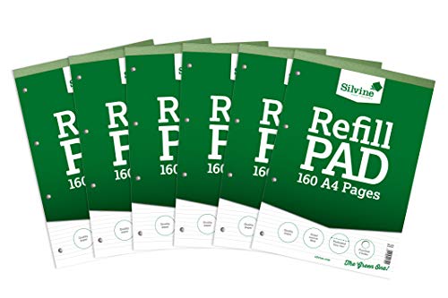 Silvine A4RPNF Nachfüllblock oben gebunden perforiert gelocht eng liniert 75 g/m² A4 6 Stück von Silvine