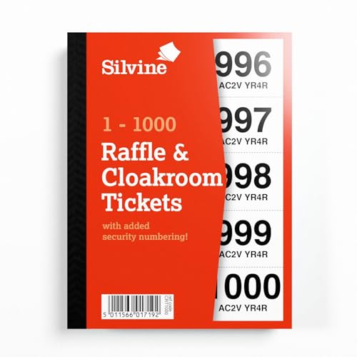 Silvine Garderoben-/Raffleetschets, nummeriert von 1-1000, mit Sicherheitsnummerierung Ref CRT1000 von Silvine
