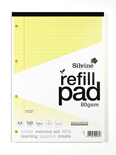 Silvine Nachfüllblock für Legasthenie, A4, liniert mit Rand, Gelb, 100 Seiten Silvine Nachfüllblock für Legasthenie, A4, liniert mit Rand, Gelb, 100 Seiten von Silvine