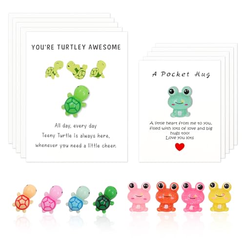 Pocket Hugs Grußkarten, Mini-Taschenumarmung, Großpackung mit Grußkarten, tolle inspirierende Geschenke mit Karte für Freunde, Familie (Frosch und Schildkröte) von Simaixing