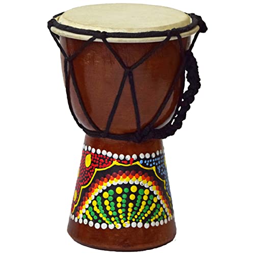 Djembe Trommel 15 cm Bongo Afrika - bemalt Drum Rhythmus Percussion Dot Painting von Simandra
