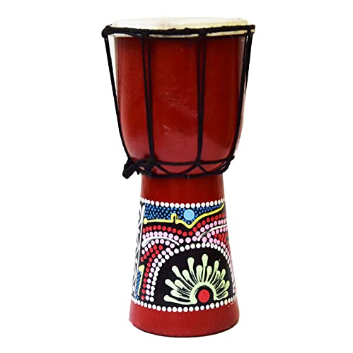 Djembe Trommel Bongo Afrika Holz bemalt Drum Instrument Musik Rhythmus Percussion Dot Painting (30 cm) von Simandra