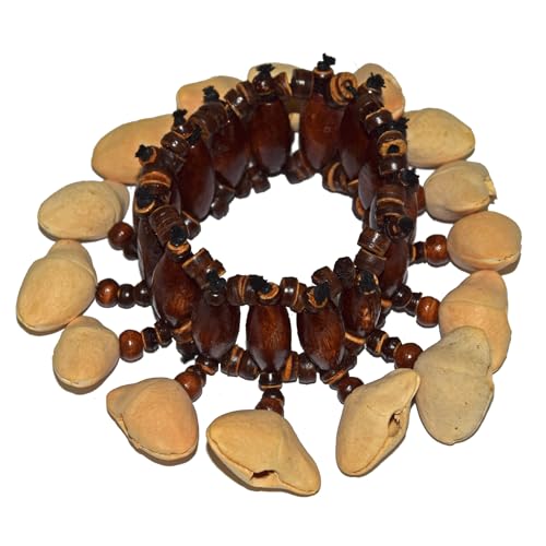 Rassel Shaker Maracas Musik Holzrassel Rhythmus Klang Instrument Percussion Armband Braun von Simandra