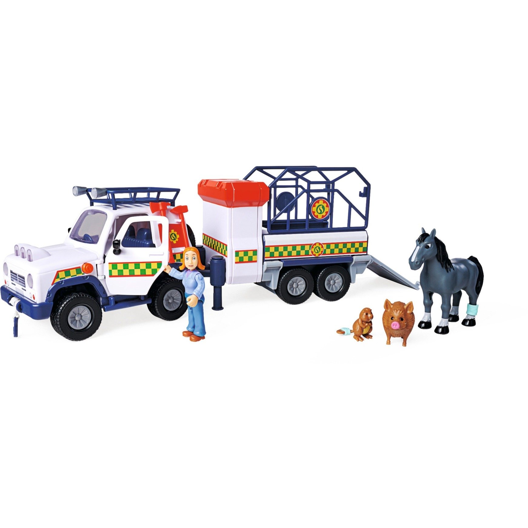Feuerwehrmann Sam Tierrettung mit Anhänger, Spielfahrzeug von Simba