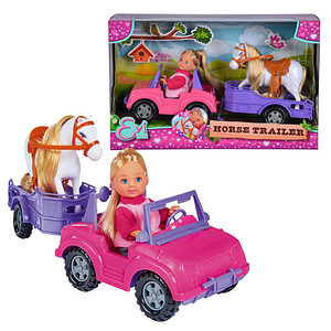 Simba Jeep Pferdeanhänger mit Pony Evi LOVE Puppe von Simba
