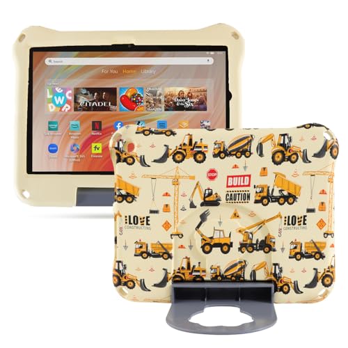 Simicoo Excavator Kindle Fire HD 8 Tablet-Schutzhülle für Kinder, Jungen, Mädchen, Fire HD 8 2024, Leichter Eva-Schaum, stoßfest, Kinderschutzhülle mit Ständer, kindersichere Schutzhülle für Fire HD von Simicoo
