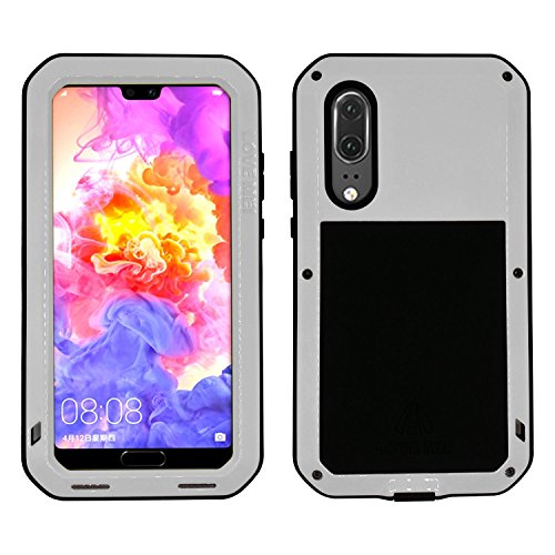 Simicoo Huawei P20 Pro Hülle Hybrid Aluminium Metall StoÃŸfest Schutz Bumper Militär Starkes Silikon Schraube Gorilla Glas staubdicht stoÃŸen Heavy Duty Handyhülle für P20 pro(Sliver) von Simicoo