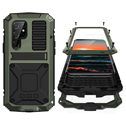 Simicoo S23 Ultra Metall-Schutzhülle mit Displayschutzfolie, Kamera-Abdeckung, Militär, robust, strapazierfähig, S23 Ultra, Metallständer, Ganzkörper-Schutz, robust, staubdicht, stoßfest, für S23 Simicoo S23 Ultra Metall-Schutzhülle mit Displayschutzfolie, Kamera-Abdeckung, Militär, robust, strapazierfähig, S23 Ultra, Metallständer, Ganzkörper-Schutz, robust, staubdicht, stoßfest, für S23 von Simicoo