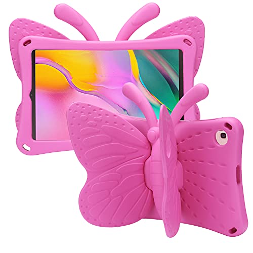 Simicoo Samsung Galaxy Tab A 10.1 2019 Hülle SM-T510 T515 3D Cute Butterfly Case for Kids Light EVA Stand Shockproof Rugged Heavy Duty Kids Friendly Tablet Case for Samsung Tab A 10.1 (Rose) von Simicoo