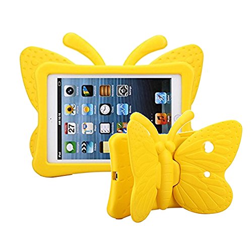 Simicoo Schutzhülle für iPad Pro 9,7 iPad 2018 2017 3D Schmetterling für Kinder, leicht, Eva-Standfunktion, stoßfest, robust, für Kinder geeignet gelb iPad Pro 9.7/iPad 9.7 2017 2018 von Simicoo