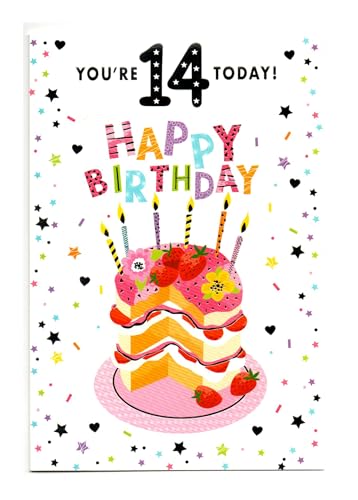 Geburtstagskarte für Mädchen zum 14. Geburtstag, Motiv: Vierzehn (14) von Simon Elvin