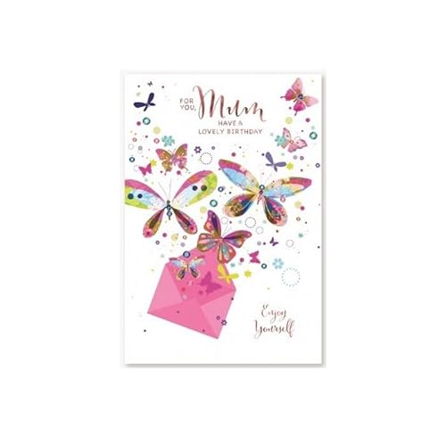 Simon Elvin - Schmetterling - Grußkarte For You Mum, Geburtstag 6er-Pack - Karton (Einheitsgröße) (Weiß/Bunt) von Simon Elvin