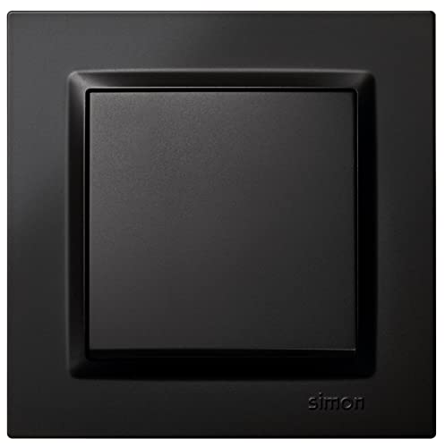 SIMON - Schalter Simon 10 Serie, 230 V, Innenwandschalter, einfach zu installieren, inkl. Rahmen, Deckel und Mechanismus, Schwarz von Simon