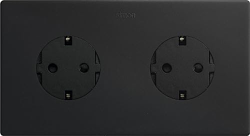 SIMON Clean Schuko Doppelsteckdose, Serie 270, 250 V, 16 A, flache und dünne Wandstecker, geeignet für den Innenbereich, einfach zu installieren, inklusive Rahmen, Deckel und Mechanismus, Schwarz SIMON Clean Schuko Doppelsteckdose, Serie 270, 250 V, 16 A, flache und dünne Wandstecker, geeignet für den Innenbereich, einfach zu installieren, inklusive Rahmen, Deckel und Mechanismus, Schwarz von Simon