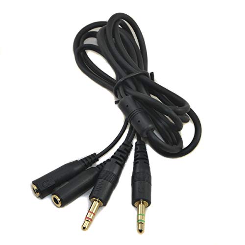 Simoutal Verlängerungskabel für Mikrofon-Kopfhörer, 3,5 mm, 2 Stecker, 2 Stecker, für Gaming Headset schwarz von Simoutal