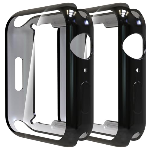 Simpeak 2-Stück Hülle Kompatibel mit Apple Watch 41mm Series 9/8/7, Schutzhülle Leicht Weiche Silikon Ultradünne TPU Case Kompatibel für iWatch 41mm - Schwarz Simpeak 2-Stück Hülle Kompatibel mit Apple Watch 41mm Series 9/8/7, Schutzhülle Leicht Weiche Silikon Ultradünne TPU Case Kompatibel für iWatch 41mm - Schwarz von Simpeak