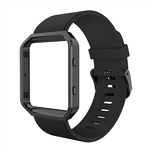 Simpeak Armband Kompatibel für Fitbit Blaze, Groß Silikon Uhrenarmband Ersatz Armbänder Kompatibel mit Fitbit Blaze - Schwarz, 6.7-8.1 Zoll von Simpeak