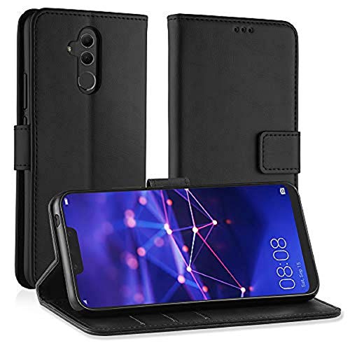 Simpeak Hülle Kompatibel für Huawei Mate 20 Lite [6,3 Zoll], Handyhülle Kompatibel mit Mate 20 Lite Leder Flipcase [Kartensteckplätze] [Stand Feature] [Magnetic Closure Snap] - Schwarz von Simpeak