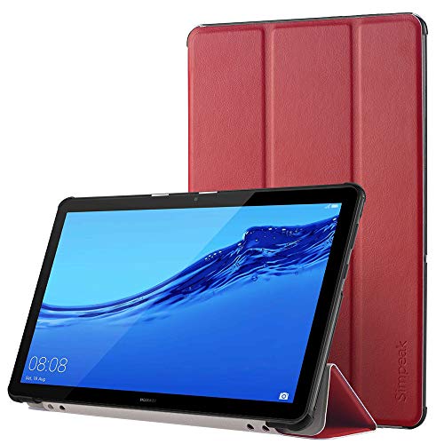 Simpeak Hülle Kompatibel für Huawei Mediapad T5 10.1 Zoll, Ultra Dünn mit Standfunktion Kompatibel mit Mediapad T5 10.1 Schutzhülle Case - Rot von Simpeak