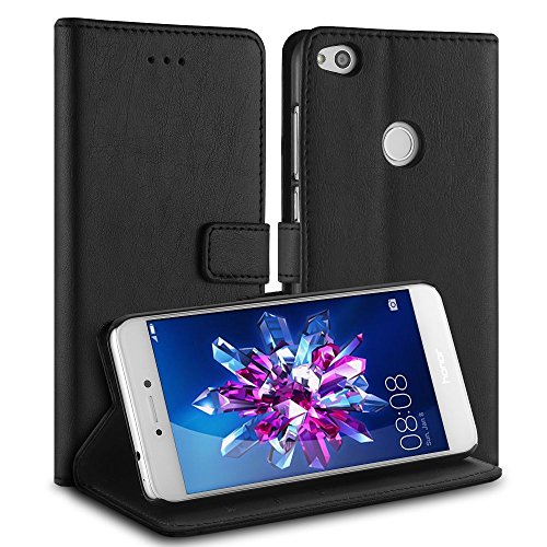 Simpeak Hülle Kompatibel für Huawei P8 Lite 2017, Handyhülle Kompatibel mit Huawei P8 Lite 2017 Leder Flipcase [Kartensteckplätze] [Stand Feature] [Magnetic Closure Snap],Schwarz von Simpeak