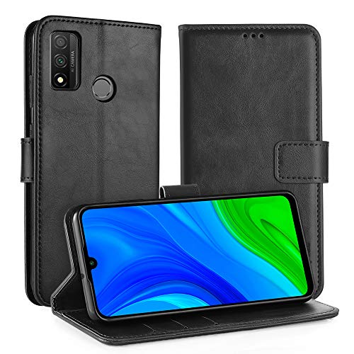 Simpeak Hülle Kompatibel mit Huawei P Smart 2020 [6,21 Zoll], Handyhülle Kompatibel für Huawei P Smart 2020 Leder Flipcase [Kartensteckplätze] [Stand Feature] [Magnetic Closure Snap] - Schwarz von Simpeak