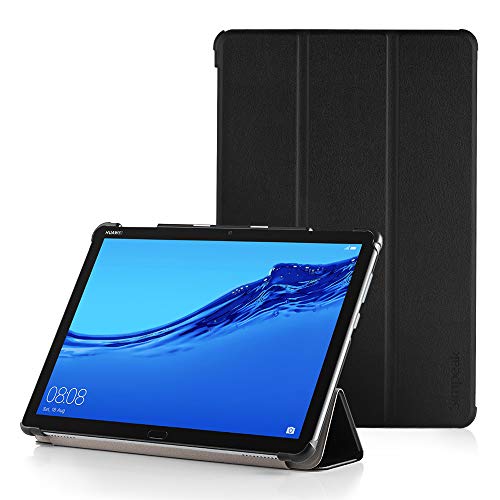 Simpeak Hülle Kompatibel mit Huawei mediapad m5 lite 10, Premium PU Leder Schutzhülle Leder Flip Case Cover Schwarz von Simpeak