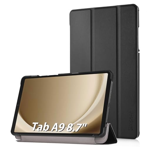 Simpeak Hülle Kompatibel mit Samsung Galaxy Tab A9 8.7 Zoll, Ultra Dünn mit Standfunktion Schutzhülle für SM-X110 SM-X115 Case Taschen, Schwarz von Simpeak