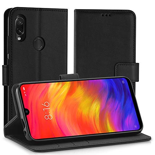 Simpeak Hülle Kompatibel mit Xiaomi Redmi Note 7 [6,3 Zoll], Handyhülle Kompatibel für Redmi Note 7/Note 7 Pro Leder Flipcase [Kartensteckplätze] [Stand Feature] [Magnetic Closure Snap] - Schwarz von Simpeak