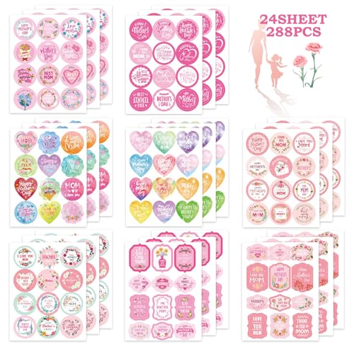 Simpeak Muttertag Aufkleber 288 Stück, Muttertag Fröhliche Sticker Selbstklebende,Muttertag Deko DIY Blume Aufkleber, Mutter-Geschenkaufkleber Scrapbooking Aufkleber, 24 Blatt, 8 Stile, 40TZ11-24P Simpeak Muttertag Aufkleber 288 Stück, Muttertag Fröhliche Sticker Selbstklebende,Muttertag Deko DIY Blume Aufkleber, Mutter-Geschenkaufkleber Scrapbooking Aufkleber, 24 Blatt, 8 Stile, 40TZ11-24P von Simpeak
