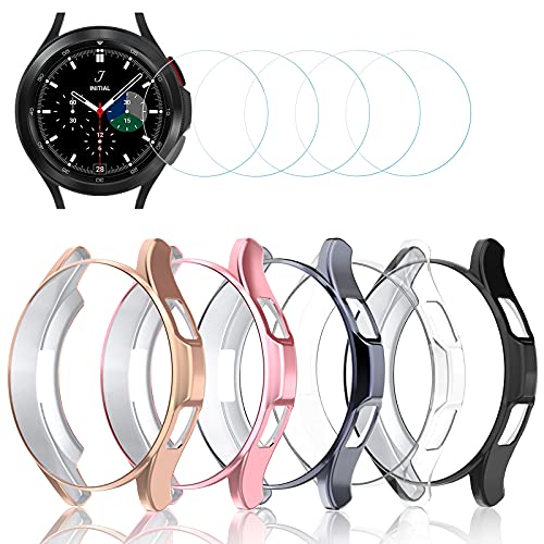 Simpeak Schutz kompatibel für Samsung Galaxy Watch 4 Classic 42mm, Schutzhülle und Schutzfolie [5+5], Displayschutz für Watch 4 Classic, Hülle mit Panzerfolie von Simpeak