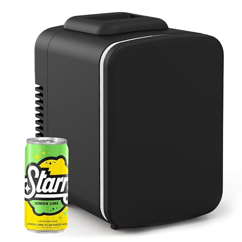 Simple Deluxe Mini-Kühlschrank mit 4 l / 6 Dosen, tragbar, ohne Freon, klein, kompakt, für Hautpflege, Getränke, Lebensmittel, Kosmetik, Schwarz von Simple Deluxe