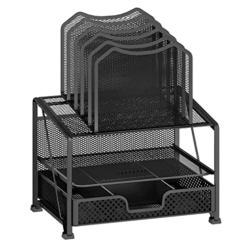 Simple Trending Schreibtisch-Organizer aus Netzstoff mit ausziehbarer Schublade, doppeltes Tablett mit 5 Fächern, Bücherregal, Schwarz Simple Trending Schreibtisch-Organizer aus Netzstoff mit ausziehbarer Schublade, doppeltes Tablett mit 5 Fächern, Bücherregal, Schwarz von Simple Trending