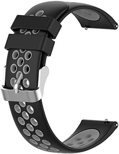 kompatibel mit Huawei Watch GT 2 (42mm) / Honor Watch Magic 2 (42mm) Soft Silikon Classic Ersatz Uhrenarmbänder (20mm, Dunkelgrau) von Simpleas