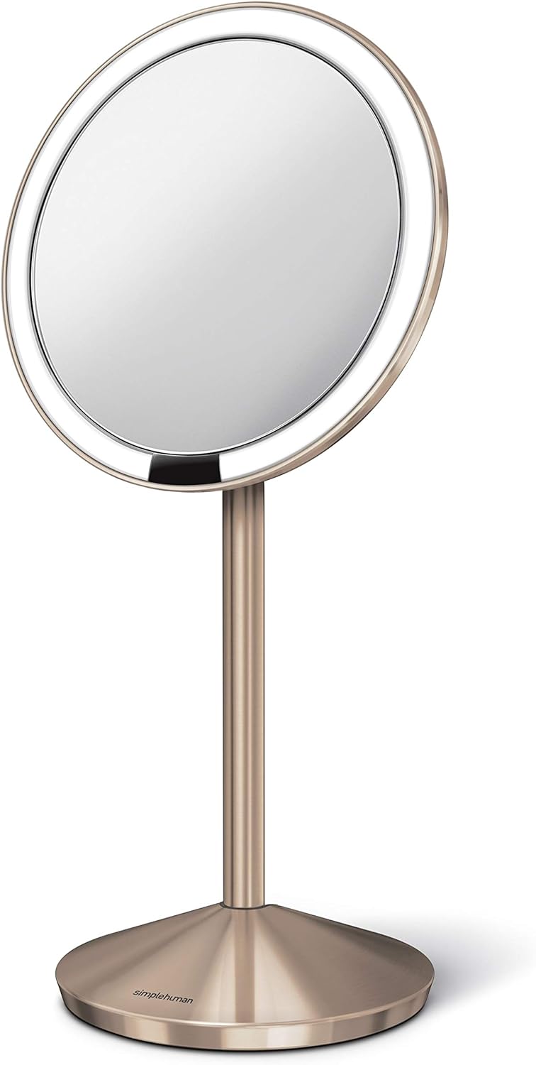 simplehuman Faltspiegel mit Sensor, 12 cm, wiederaufladbar, Edelstahl roségold (ST3010) von Simplehuman