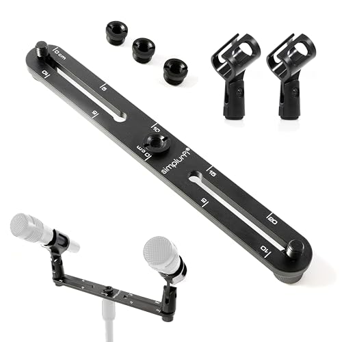 Simplurfi Mikrofon-Halterung mit linierten Markierungen, für 2 Mikrofone, X-Y- und ORTF-Mikrofon-T-Bar-Halterung, passend für 3/8 Zoll und 5/8 Zoll Mikrofonständer mit mitgeliefertem Adapter Simplurfi Mikrofon-Halterung mit linierten Markierungen, für 2 Mikrofone, X-Y- und ORTF-Mikrofon-T-Bar-Halterung, passend für 3/8 Zoll und 5/8 Zoll Mikrofonständer mit mitgeliefertem Adapter von Simplurfi