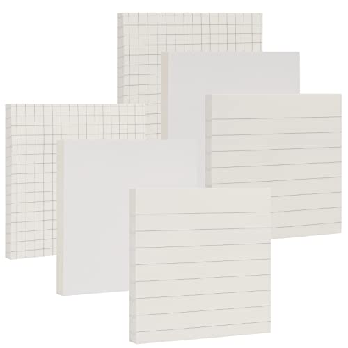 Simpolor Haftnotiz (6 Stück), Super Sticky Notes 7,5x7,5 cm, Selbstklebende Blöcke für Notizen, To-do-Listen und Erinnerungen, einfach zu posten für Zuhause, Büro, Notebook (Weiß) von Simpolor