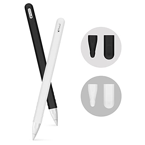 Simpolor Schutzhülle aus Silikon für Apple Pencil 2. Generation, mit Nib-Schutzhüllen, Schwarz und Weiß von Simpolor