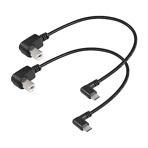 SinLoon 2er-Pack USB-C-Druckerkabel, rechtwinkliges USB-B-auf-Typ-C-Kabel, 11,8 Zoll USB-B-Stecker auf USB-C-Stecker für Drucker, MIDI-Controller, Scanner (L+L) von SinLoon