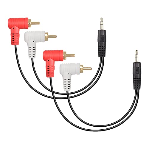 SinLoon 3,5 mm auf 90 Grad RCA-Kabel 3,5 mm Klinke auf 2 RCA-Stecker Stereo-Audiokabel zum Anschließen eines Laptops, Computers, Smartphones an Verstärker, Amp, HI-FI-System (25 cm) von SinLoon