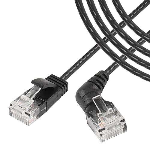 SinLoon 360 ° drehbares CAT6A Ethernet-Kabel, gerade nach rechtwinklig, hohe Geschwindigkeit, 10 Gbit/s, 500 MHz, weiches Nylon-Netzkabel, superleichtes Kabel, UTP-geschirmt, gedrehtes Paar(3 m) von SinLoon