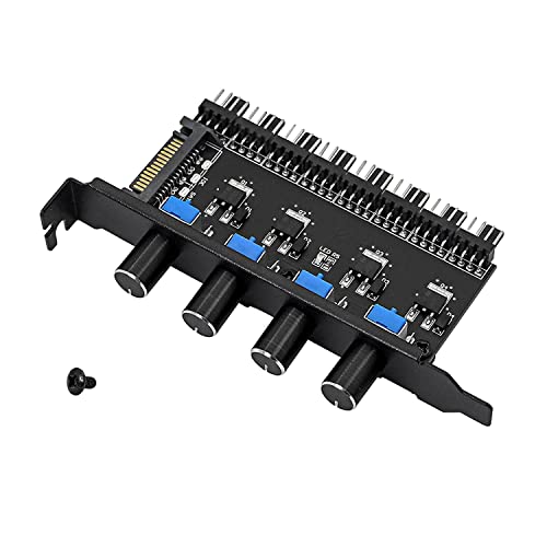 SinLoon 4 Knopf Kühler Lüfter Geschwindigkeitsregler PC 8 Kanäle Lüfter Hub für CPU Gehäuse HDD VGA PWM Lüfter PCI Halterung 12V Lüftersteuerung Netzteil SATA/4Pin Schnittstelle von SinLoon