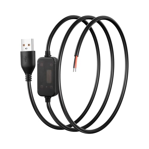 SinLoon DC-Boost-Kabel USB 5 V auf 12 V Boost-Konverter, USB 2.0-Stecker auf blankes Kabel, geeignet für Kameras, Mini-Lautsprecher, USB-Lüfter usw – 1 m von SinLoon