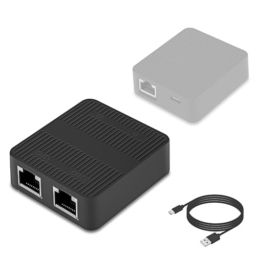 SinLoon Ethernet Splitter Adapter RJ45 1 auf 2 Netzwerk Splitter WiFi Extender mit Typ-C Netzkabel für Computer, Hub, Switch, Router, ADSL, Set-Top-Box, Digital-TV usw. von SinLoon