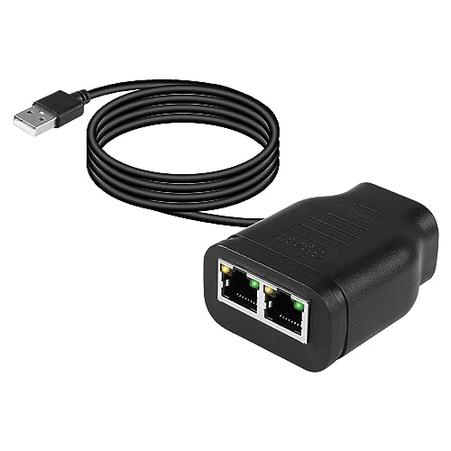 SinLoon Gigabit-Netzwerk-Splitter-Adapter, RJ45 1 auf 2 High Speed ​​1000/100 Mbit/s Ethernet-Splitter mit USB-Stromanschluss für Computer, Hub, Switch, Router,digitales Fernsehen usw von SinLoon