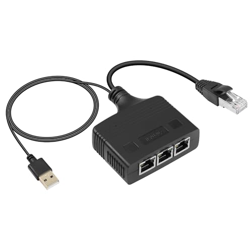 SinLoon Gigabit RJ45 Netzwerk-Splitter-Adapter, 1 auf 3 Ethernet-Splitter, 1000 Mbit/s, Hochgeschwindigkeits-LAN-Netzwerk-Splitter, 3 Geräte teilen das Internet gleichzeitig (1 to 3 Male Gigabit) von SinLoon