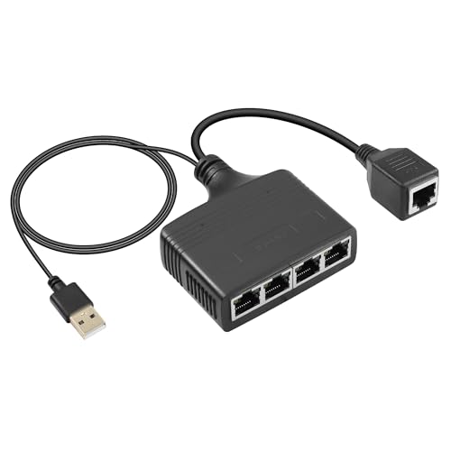 SinLoon Gigabit RJ45 Netzwerk-Splitter-Adapter, 1 auf 4 Ethernet-Splitter, 1000 Mbit/s, Hochgeschwindigkeits-LAN-Netzwerk-Splitter, 4 Geräte teilen das Internet gleichzeitig (1 to 4 Female Gigabit) von SinLoon