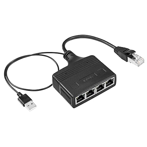 SinLoon Gigabit RJ45 Netzwerk-Splitter-Adapter, 1 auf 4 Ethernet-Splitter, 1000 Mbit/s, Hochgeschwindigkeits-LAN-Netzwerk-Splitter, 4 Geräte teilen das Internet gleichzeitig (1 to 4 Male Gigabit) von SinLoon